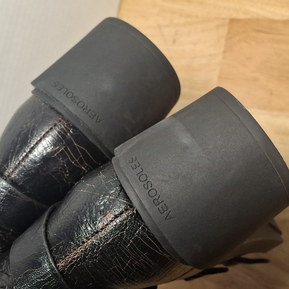 AEROSOLES Black and Silver Ankle Booties with Chunky Sole - Picture 7 of 10